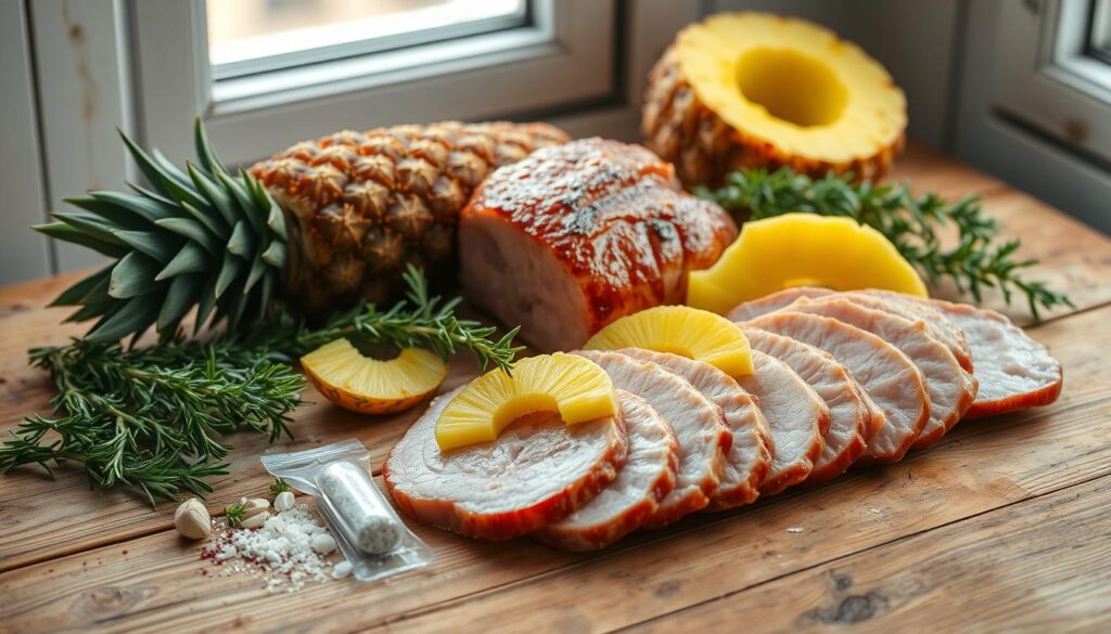 Ingredientes para lombo assado com abacaxi