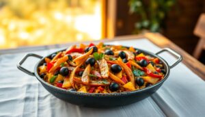 Paella Vegan com Tiras Marinadas