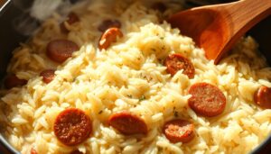 Receita de Arroz cremoso com linguiça
