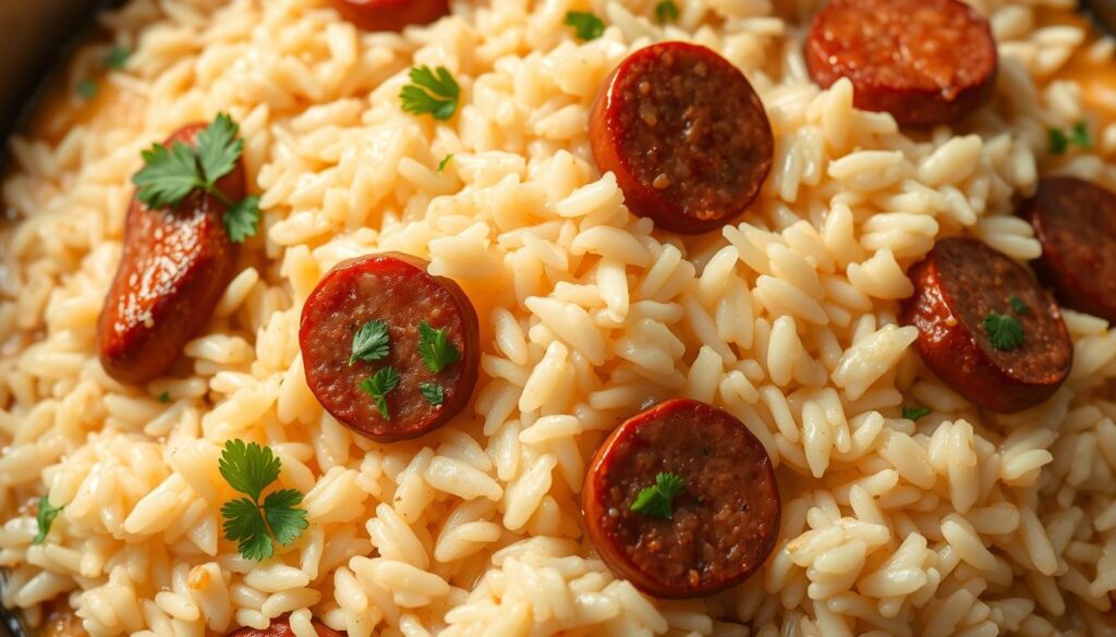 Receita de Arroz cremoso com linguiça