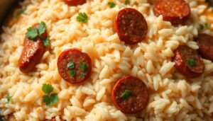 Receita de Arroz cremoso com linguiça