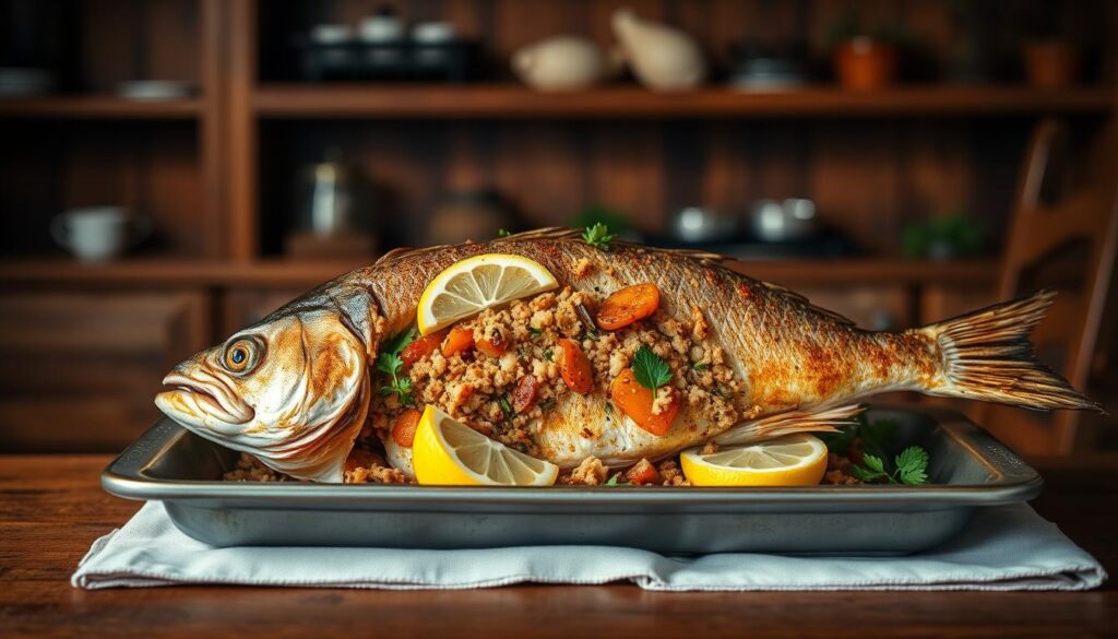 Receita de Peixe recheado no forno