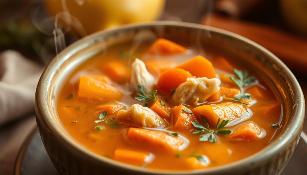 benefícios da sopa de cenoura com frango