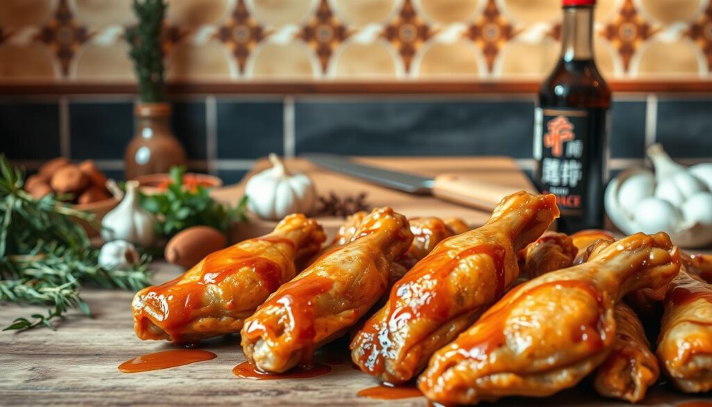 ingredientes para asas de frango caramelizadas
