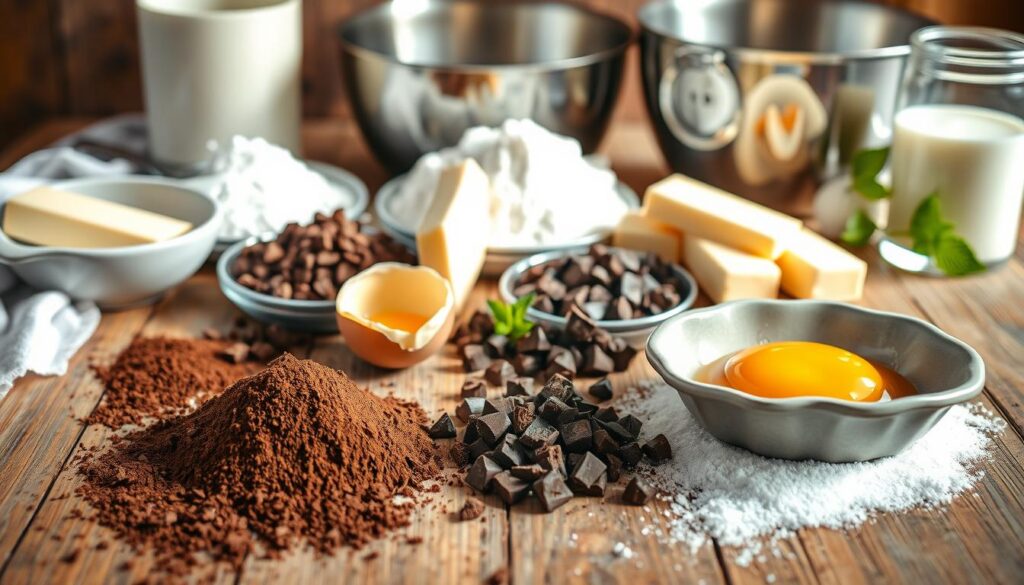 ingredientes para bolo de chocolate