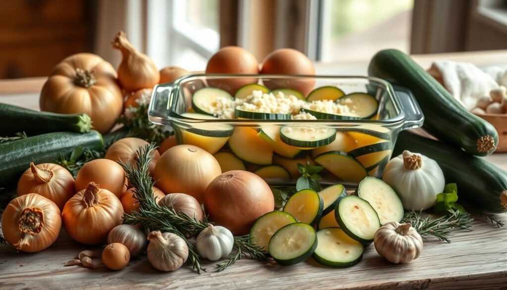 ingredientes para gratinado de batata e curgete