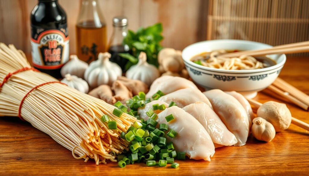 ingredientes para sobá com frango oriental