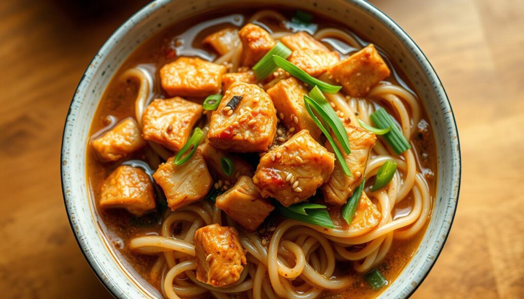 sobá com frango oriental