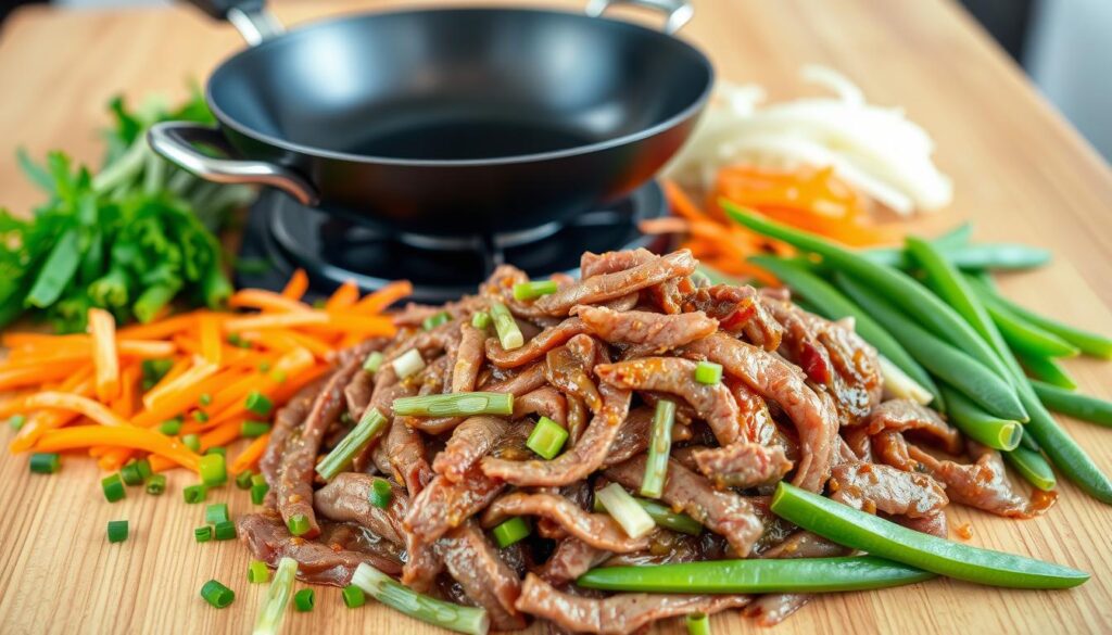 Ingredientes para Tiras Braseadas sobre Wok Asiático