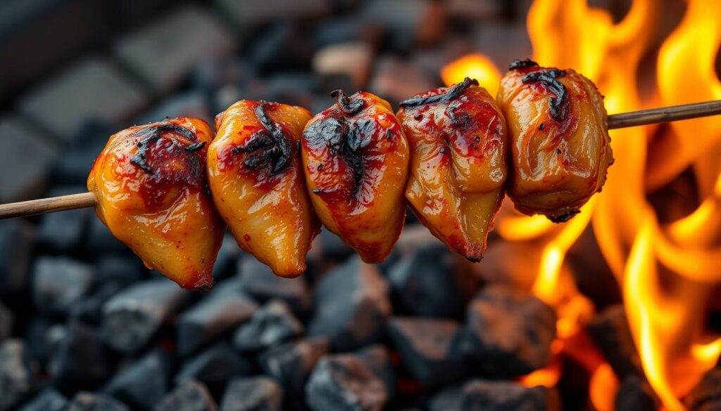 Receita de Espetinho de coração de frango