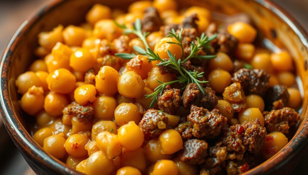 Receita de Grão de bico com proteína de soja
