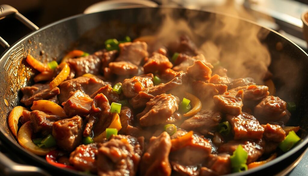 Tiras Braseadas sobre Wok Asiático