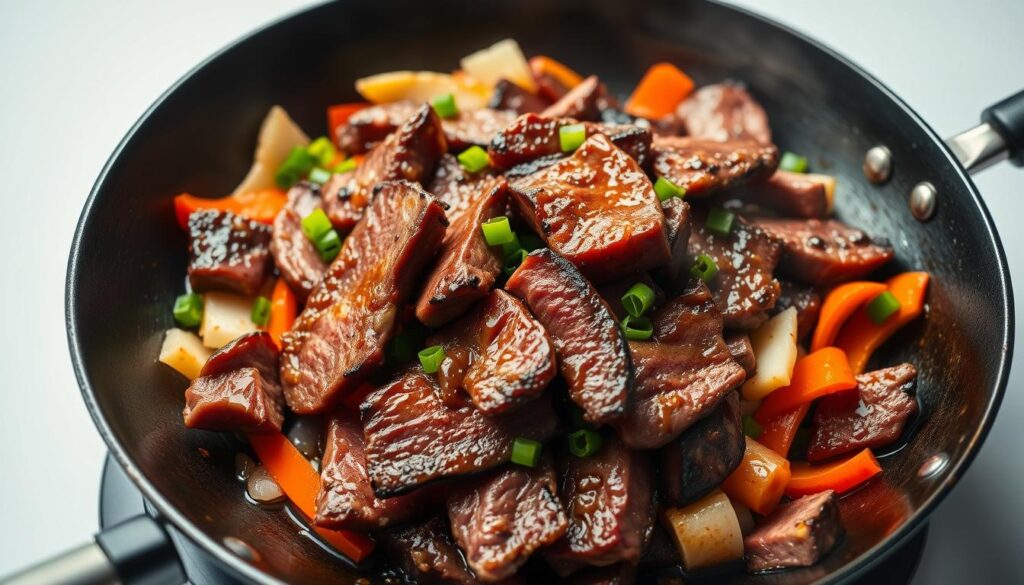 Tiras Braseadas sobre Wok Asiático