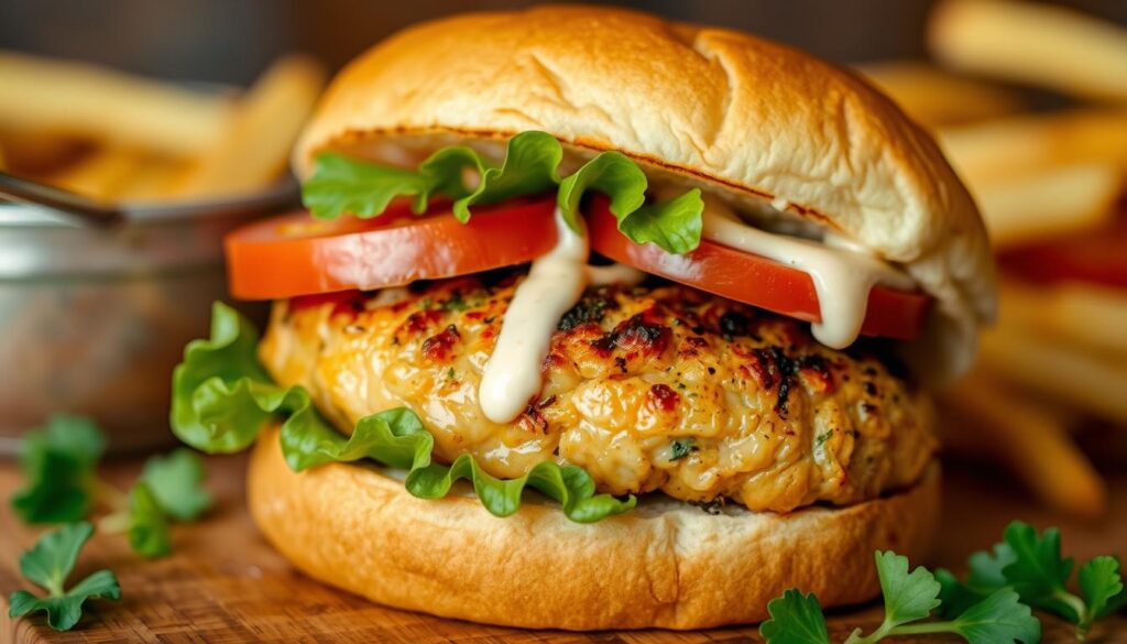 hambúrguer de frango caseiro