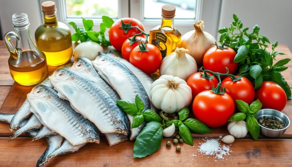 ingredientes para peixe com molho de tomate