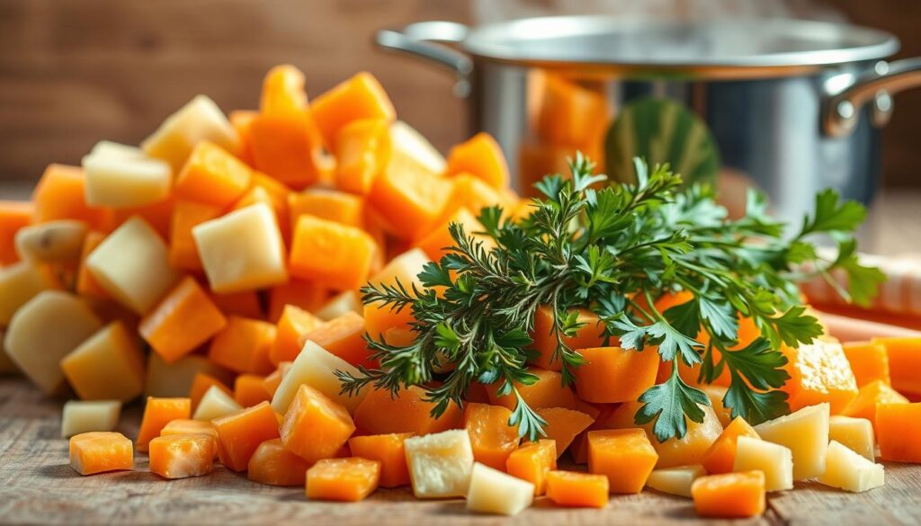 ingredientes para sopa de batata e cenoura